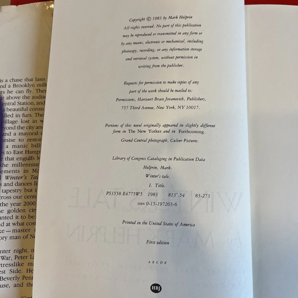 Winter's Tale by Mark Helprin - Rare 1983 FIRST EDITION First Printing